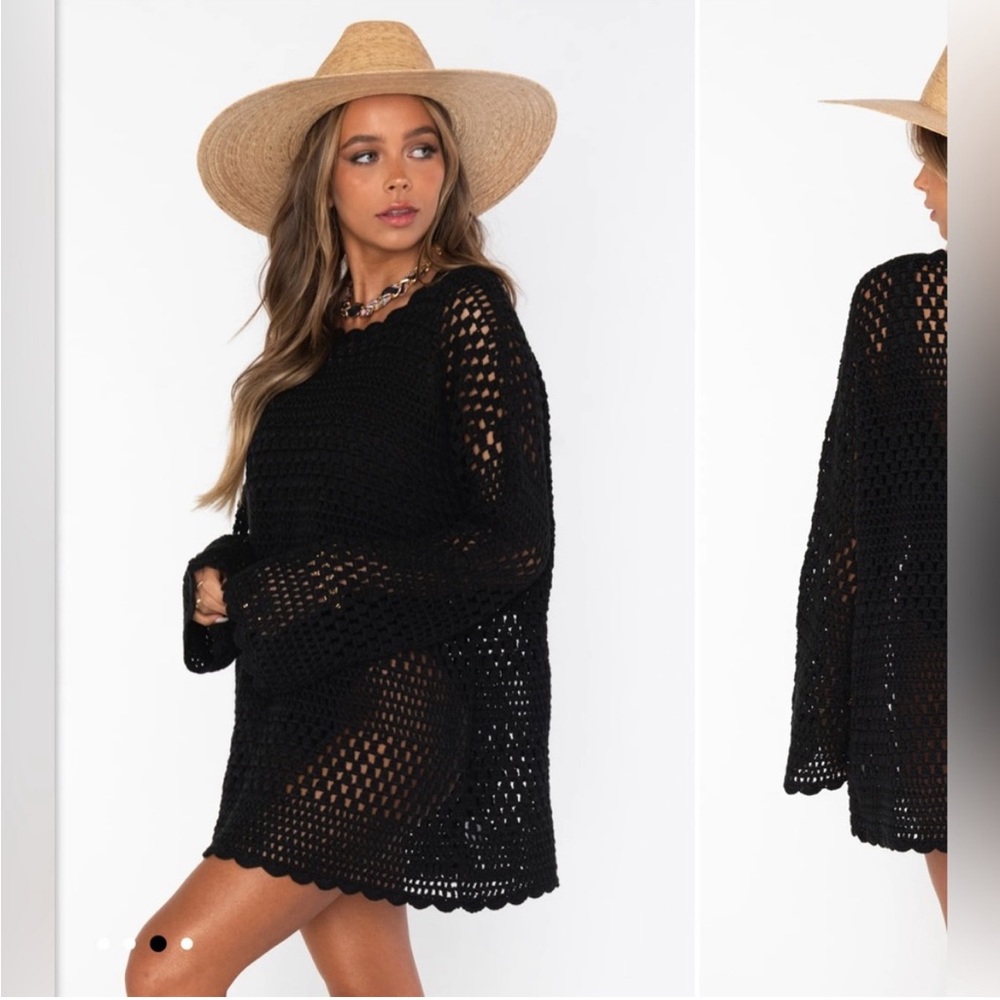 Show Me Your Mumu Paula Pullover - L - crochet black swim coverup